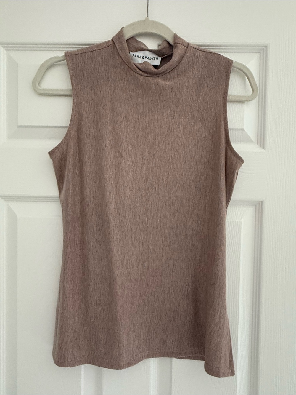 Sleeveless Mock Neck Tank Top - Taupe